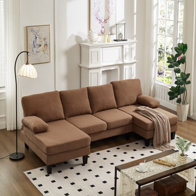 106.3" Sectional Sofa, U Shaped Couch With Removable Sofa Cover by Latitude Run