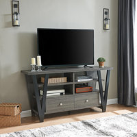 Tv Console Table, Tall Tv Stand Cabinet With Two Drawers On Metal Glides by George Oliver