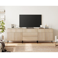 Modern Reeded Dresser TV Stand With Drawers, Entertainment Center With Charging Station, Wooden TV Console With Storage For Living Room