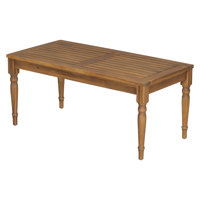 Carved Leg Acacia Wood Coffee Table, 40X19.75X17.75 Inch, Vintage Design, For Outdoor Garden Or Patio by Red Barrel Studio