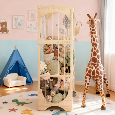 Arched Wooden Toy Storage Rack – Stuffed Animal Organizer With 360° Swivel Wheels, Large Plush Storage Holder For Kids And Toddler Room