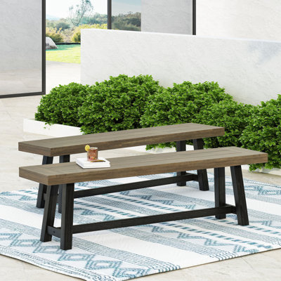 Acacia Outdoor Bench,Set Of 2 by One Allium Way