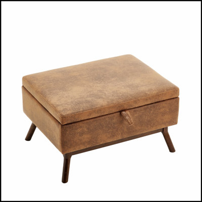 Mid-century modern square coffee table storage bench, assembled, suitable for living room, entryway and family room, used as a coffee table, stirrups,