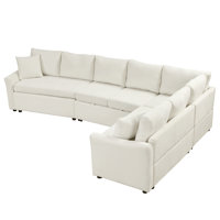 124.8"L-Shaped Sofa Convertible Sofa Bed Pull Out Sofa Sleeper With Two Back Pillows, Two Usb Ports And Two Power Sockets For Living Room, Gray (Old S by Latitude Run