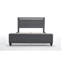 Upholstered Platform Bed with Spacious Ottoman Bench, Convenient Charging Station, by Wrought Studio