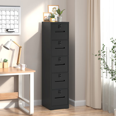 5-Drawer Vertical Metal Filing Cabinet, Heavy Duty Lockable Storage Cabinet for Office Organizing with Anti-Tip Hardware by Inbox Zero