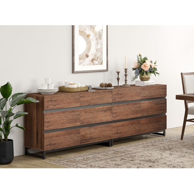Multifunctional Buffet Sideboards, 2 In 1 Modern Sideboard With 12 Drawers And Metal Base, Storage Cabinet For Kitchen, Coffee Bar Cabinet
