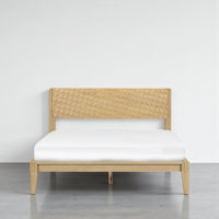 NTC Sapa Solid Wood Bed Frame with 3D Carved Headboard, Japanese Joinery, No Box Spring Needed, Silent slats, Easy Assembly