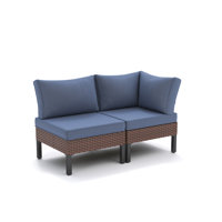 Outdoor Wicker Corner & Single Sofa Set With Cushions by Latitude Run