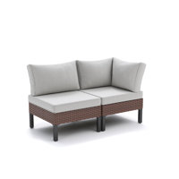 Outdoor Wicker Corner & Single Sofa Set With Cushions by Latitude Run
