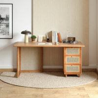 Modern Simple Rattan Solid Wood Desks by Bayou Breeze