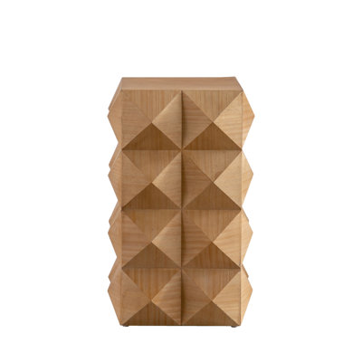 23.62"Height Three-Dimensional Embossed Pattern Design Retro Side Table,Retro Wooden Nightstand by Fleur De Lis Living