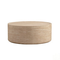 Round Pattern Coffee Table, Modern Drum Design for Living Room, No Assembly Required by Brayden Studio