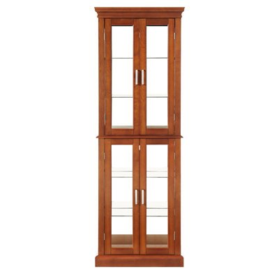 Cherry Wood Curio Cabinet With Internal Lighting & 4 Adjustable Shelves Lighted 6 Tier Magnetic Hardware - Finish by Ivy Bronx