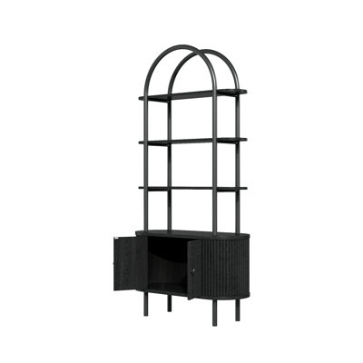 70.63" Arched Etagere Bookcase With Cabinet