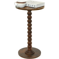 Round Side Table Modern Accent Nightstand Small Drink Table With Solid Wood Leg, Rustic Brown by Bungalow Rose