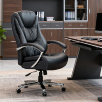 Ergonomic High-Back Upholstered Swivel Executive Chair Padded Office Chairs with Padded Arms by Inbox Zero
