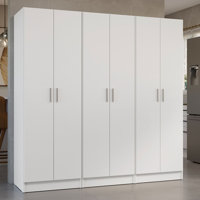 Kitchen Pantry Set Storage Cabinet 6 Doors 12 Utility Shelves 70"L Wooden Organization Unit for Kitchen 9 Adjustable Shelves Anti Tipping by Hokku Designs