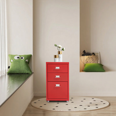Cold-Rolled Steel Mobile Filing Cabinet With 3 Drawers For Home And Office by Ebern Designs
