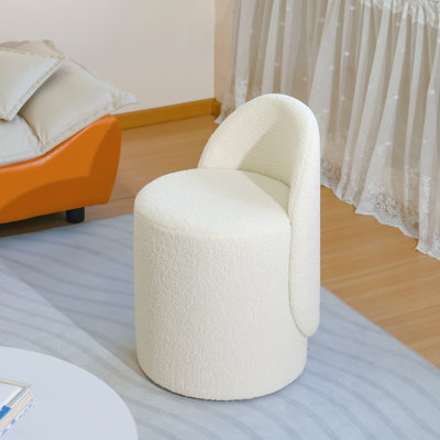 1pccurved Backrest Circular Vanity Stool,comfortable And Soft Bucket Chair, Modern Bedroom Makeup Chair,small Ottoman Stool,suitable For Apartments, L by Ivy Bronx