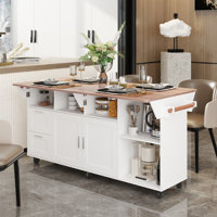 White Foldable Rolling Kitchen Cart