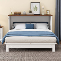 Solid Pine Murphy Bed Chest with Charging Station and Large Storage Drawer by Ophelia & Co.
