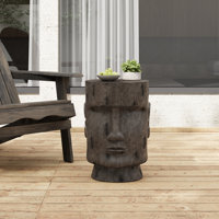 Side Table With Easter Island Moai Statue Design by Union Rustic