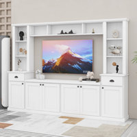 Entertainment Wall Unit With Bridge, Modern TV Entertainment Center, Wood Television Stands With 9 Shelves, 2 Drawers, And 4 Cabinets by Red Barrel Studio