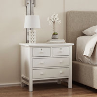 28" 4-Drawer Nightstand with Faux Keyhole Details by One Allium Way