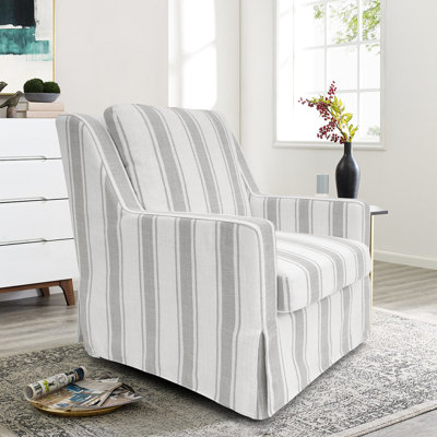 Serena Striped Slipcover Swivel Accent Chair by Dovecove