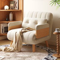 Convertible Chair Bed, Futon Sofa Bed, Sleeping Chair With Solid Wood Legs And Storage Bag, Linen Sofa Bed, Guest Bed In Living Room, Bedroom, Balcony by George Oliver
