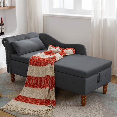Velvet Nailhead Rolled Arm Upholstered Storage Chase Lounge by House of Hampton