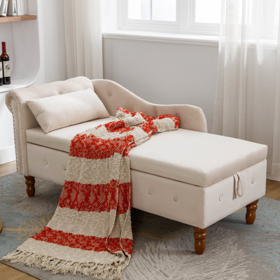 Velvet Nailhead Rolled Arm Upholstered Storage Chase Lounge by House of Hampton