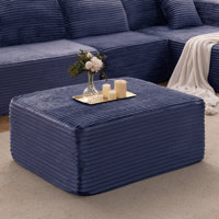 37.4" Modular Sectional Corduroy Ottomans, Modern Deep Seat Convertible Sleeper Sofa Bed,Upholstered Ottoman For Living Room by Mercer41