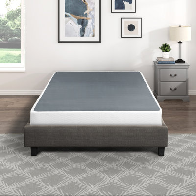 Full Size Mattress Foundation - Textured Fabric, Metal Frame Stable Black Rack Textured, Fabric Cover