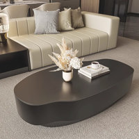 Modern 47" Sintered Stone Coffee Table, Unique Oval Free-Form Top, Scratch & Heat Resistant by Brayden Studio