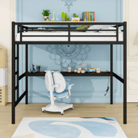 Metal Loft Bed With Integrated Desk, Charging Station And LED Lighting by Harriet Bee