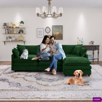 Bodhild Avrilynn 105" Modular Chenille Sectional Couch 3 Seater with Ottoman by Wade Logan