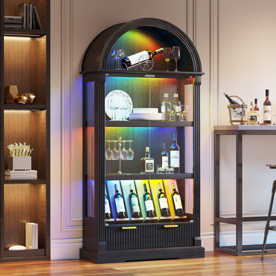 31.5 "W Colorful Led Arched Top Curio Cabinet by Wrought Studio