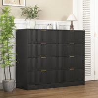 47"W 8-Drawer Fluted Dresser Cabinet Chest Of Drawer With Gold Handle by Ebern Designs