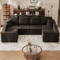 U-Shaped Modular Sectional Sofa, Cloud L-Shaped Sectional Couch with Deep Seat for Living Room Bedroom by Ebern Designs