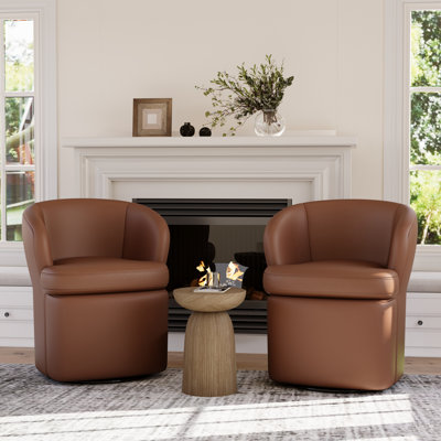 Faux Leather Swivel Accent Chair (Set of 2) by Latitude Run