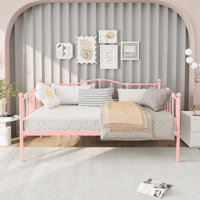 Metal Twin Daybed with Trundle and Headboard, Twin Size Sofa Bed Frame with Steel Slat Support, No Box Spring by Winston Porter