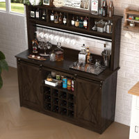 Farmhouse Coffee Bar Cabinet with Storage, 47” Wine Bar, Wine Racks for Dining Room kitchen by Gracie Oaks