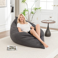 3 in 1 Corduroy Bean Bag Chair with Pillow for Living Room by Trule