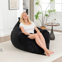 3 in 1 Corduroy Bean Bag Chair with Pillow for Living Room by Trule
