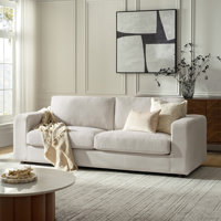 Peter 92" Modern Fully Assembled Square Arm Slipcovered Sofa with Down Blend Fill