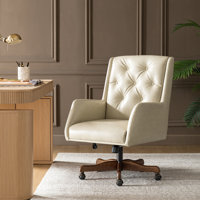 Kairos Transitional Swivel Desk Chair with Adjustable Height and Button-Tufted Backrest