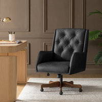 Kairos Transitional Swivel Desk Chair with Adjustable Height and Button-Tufted Backrest by Canora Grey