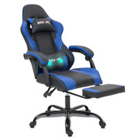 Ergonomic Reclining Gaming Chair with Linkage Armrests & Footrest, High-Back Racing Office Chair, Breathable PU Leather Computer Desk Chair with Lumb by Inbox Zero
